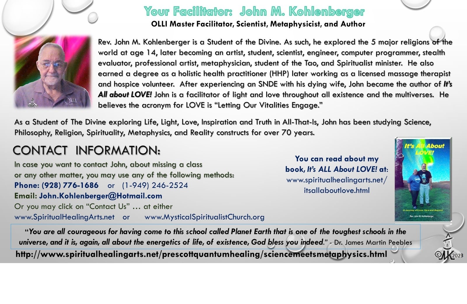 John Kohlenber was one of the 5 founders of this Mystical Spiritualist Church in California and later in Arixona.